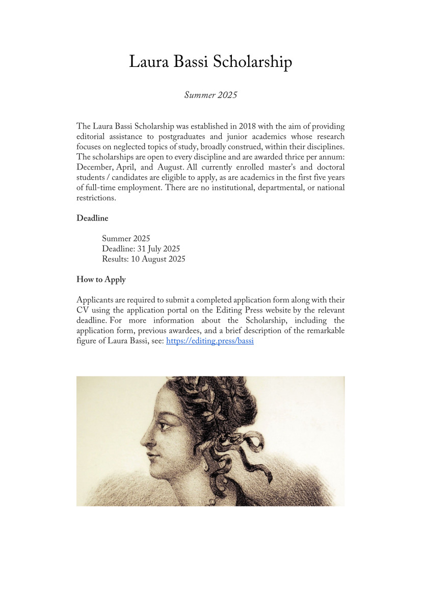 Laura Bassi Scholarship