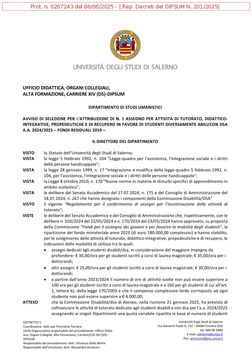 Bando tutorato di Linguistica Generale