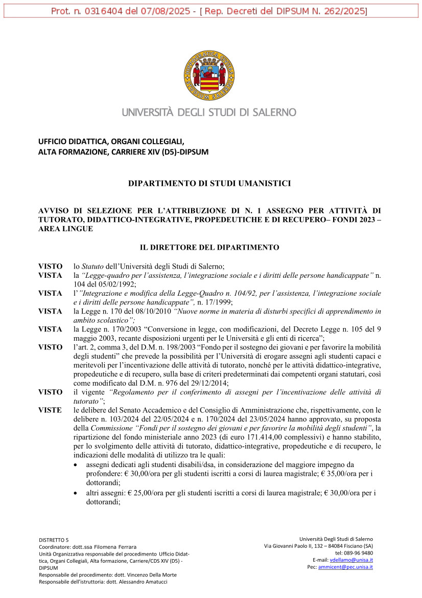 Assegno orientamento Lingue