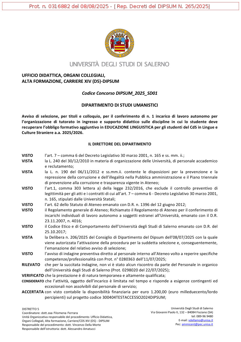 Contratto OFA Lingue