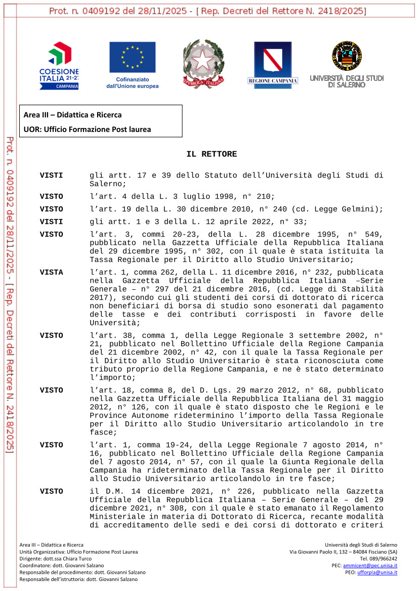 Bando di concorso XLI ciclo di dottorato Dills