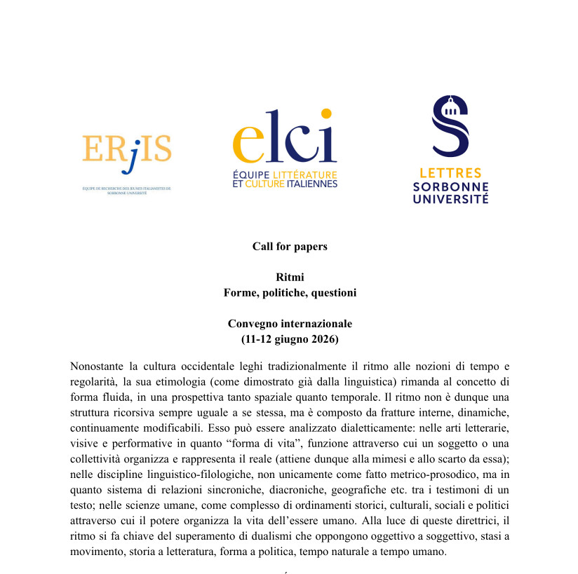 Ritmi Forme, politiche, questioni