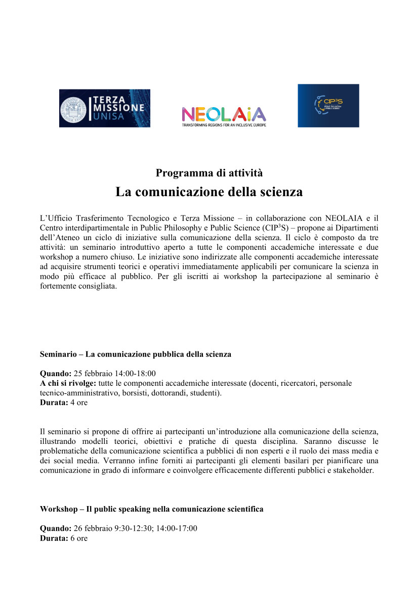 La comunicazione della scienza