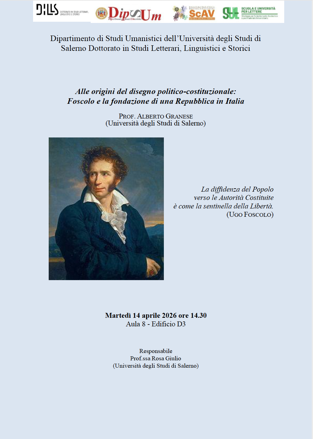 Alle origini del disegno politico-costituzionale: Foscolo e la fondazione di una Repubblica in Italia