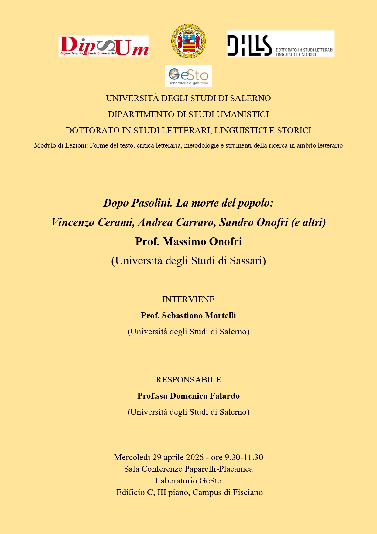 Dopo Pasolini. La morte del popolo:  Vincenzo Cerami, Andrea Carraro, Sandro Onofri (e altri)