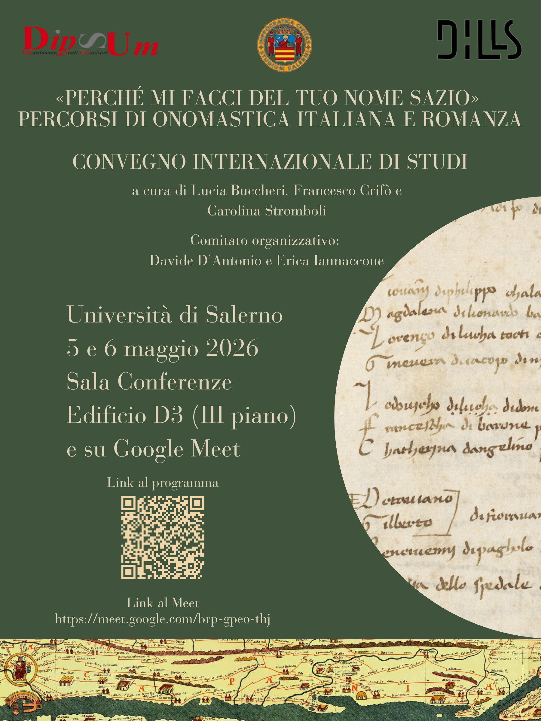 «PERCHÉ MI FACCI DEL TUO NOME SAZIO»  PERCORSI DI ONOMASTICA ITALIANA E ROMANZA