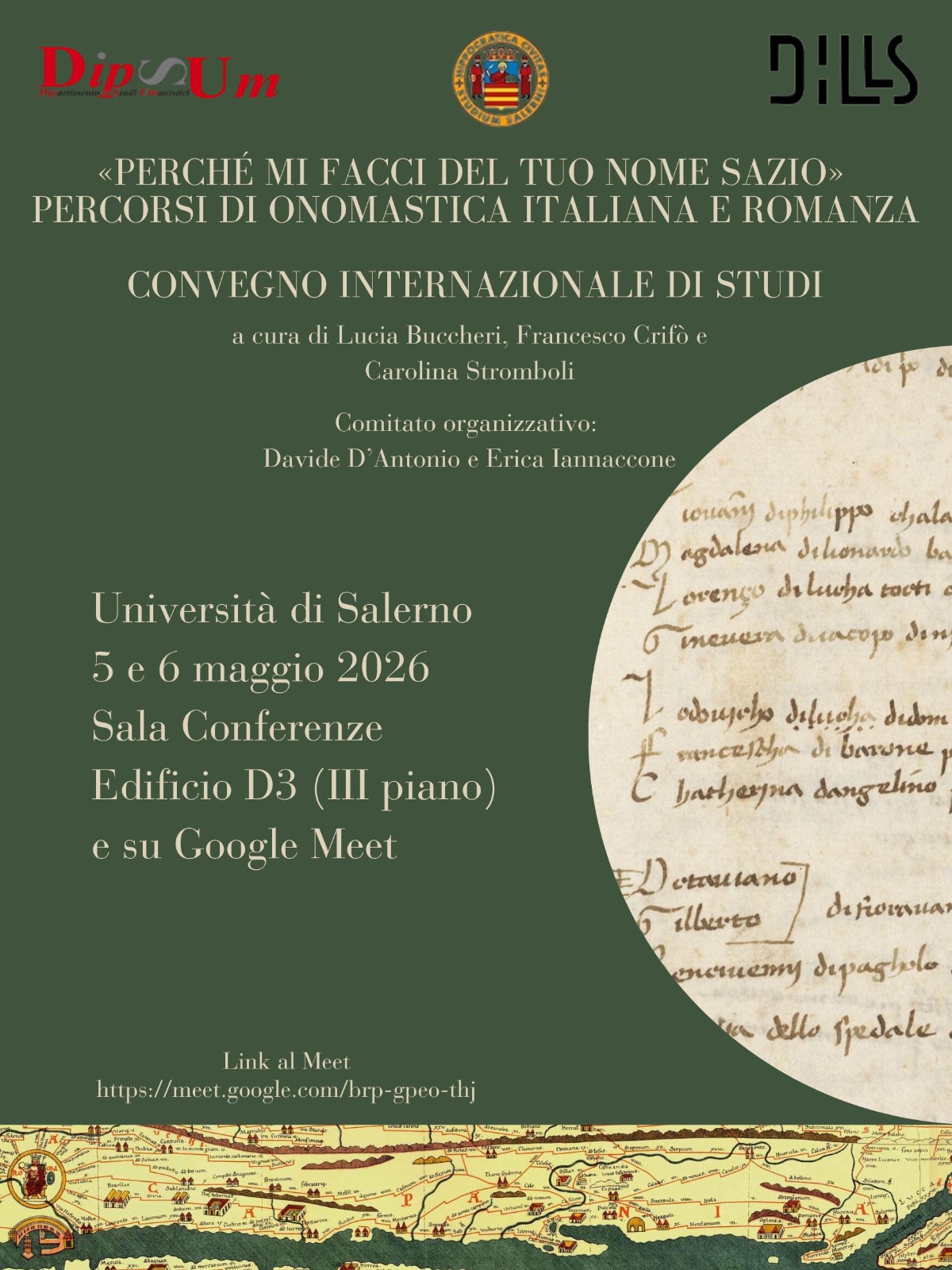 «PERCHÉ MI FACCI DEL TUO NOME SAZIO»  PERCORSI DI ONOMASTICA ITALIANA E ROMANZA