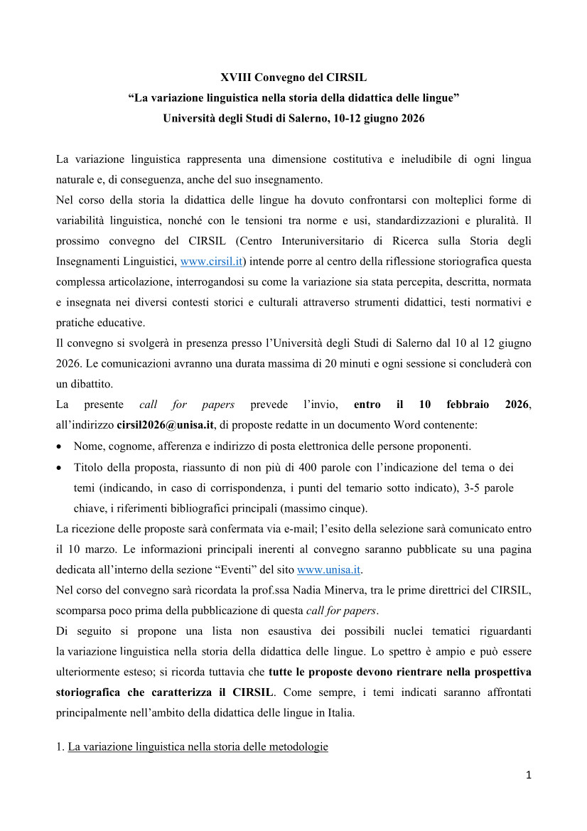 La variazione linguistica nella storia della didattica delle lingue