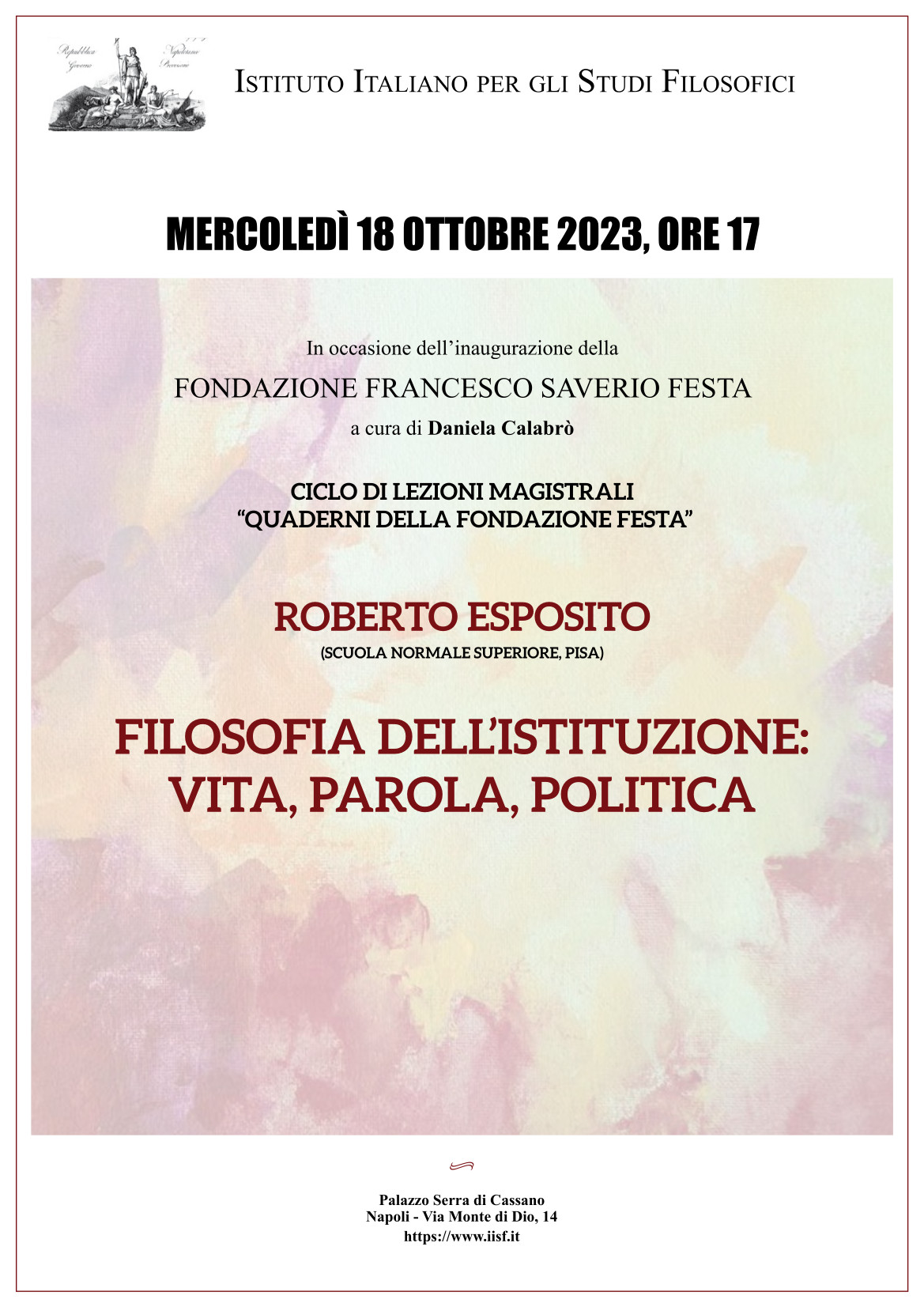 FILOSOFIA DELL’ISTITUZIONE: VITA, PAROLA, POLITICA