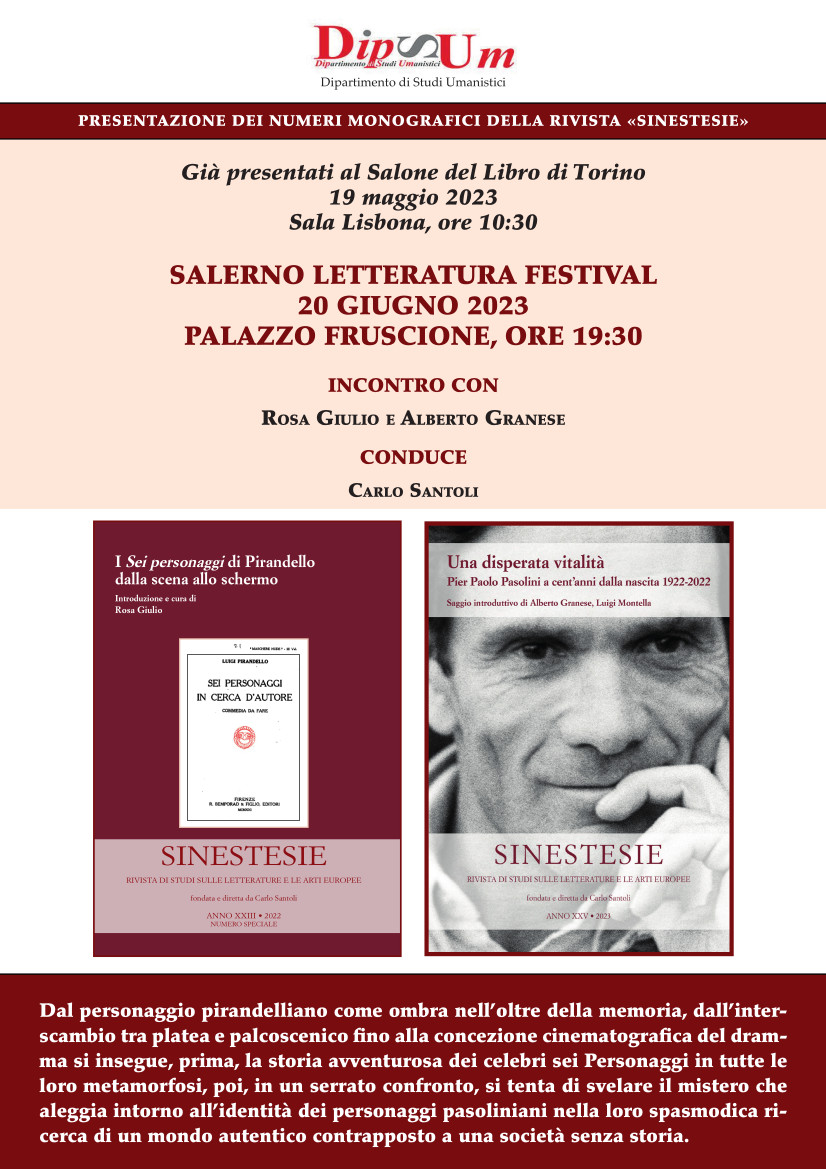 Presentazione di due numeri monografici della rivista «Sinestesie»